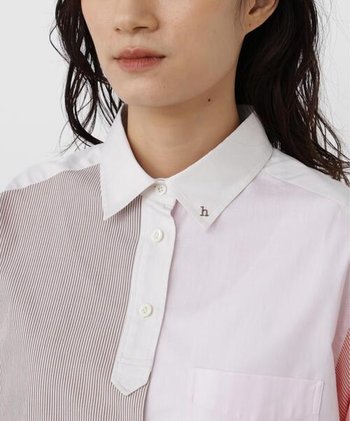 human woman(ヒューマンウーマン)の「◆【ウォッシャブル / 4カラー展開 / Good Price】ポプリンシャツ(シャツ/ブラウス・レディース・ボルドー/ホワイト系その他3/チャコールグレー/その他・MEDIUM)」の6枚目の写真