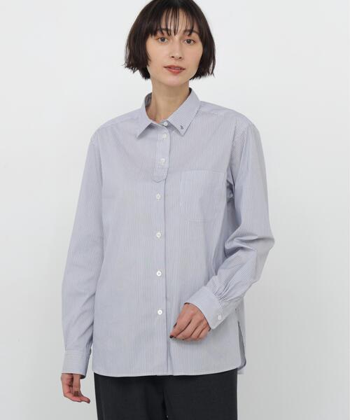 human woman(ヒューマンウーマン)の「◆【ウォッシャブル / 4カラー展開 / Good Price】ポプリンシャツ(シャツ/ブラウス・レディース・ボルドー/ホワイト系その他3/チャコールグレー/その他・MEDIUM)」の13枚目の写真