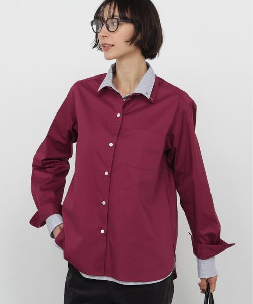 human woman(ヒューマンウーマン)の「◆【ウォッシャブル / 4カラー展開 / Good Price】ポプリンシャツ(シャツ/ブラウス・レディース・ボルドー/ホワイト系その他3/チャコールグレー/その他・MEDIUM)」の22枚目の写真