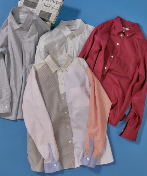 human woman(ヒューマンウーマン)の「◆【ウォッシャブル / 4カラー展開 / Good Price】ポプリンシャツ(シャツ/ブラウス・レディース・ボルドー/ホワイト系その他3/チャコールグレー/その他・MEDIUM)」の1枚目の写真