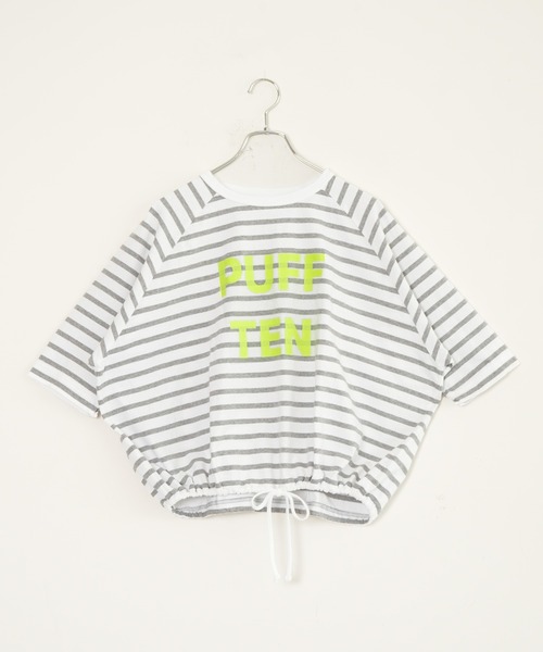 SOLAMONAT(ソラモナ)の「パフ天竺 裾紐ボーダー5分袖プルーオーバープリント(PUFF TEN)(Tシャツ/カットソー・レディース・ブラック×ホワイト/ホワイト×ブラック・FREE)」の7枚目の写真