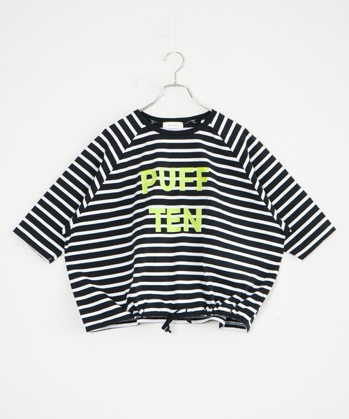 SOLAMONAT(ソラモナ)の「パフ天竺 裾紐ボーダー5分袖プルーオーバープリント(PUFF TEN)(Tシャツ/カットソー・レディース・ブラック×ホワイト/ホワイト×ブラック・FREE)」の18枚目の写真