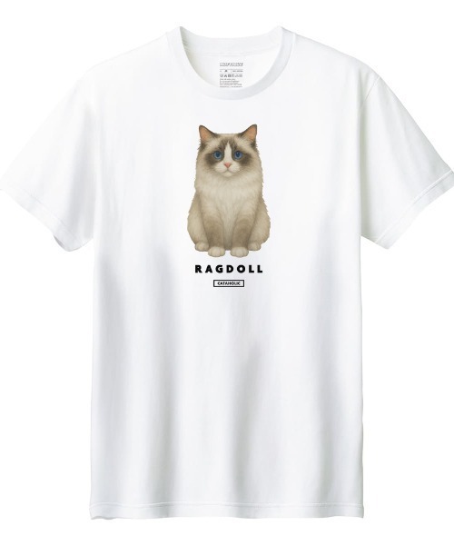 Moftique(モフティック)の「Moftique(モフティック) 半袖Tシャツ ラグドール 猫 アニマル プリント 5.6オンス トップス カットソー レディース(Tシャツ/カットソー・レディース・ブラック/ホワイト・M/L)」の1枚目の写真