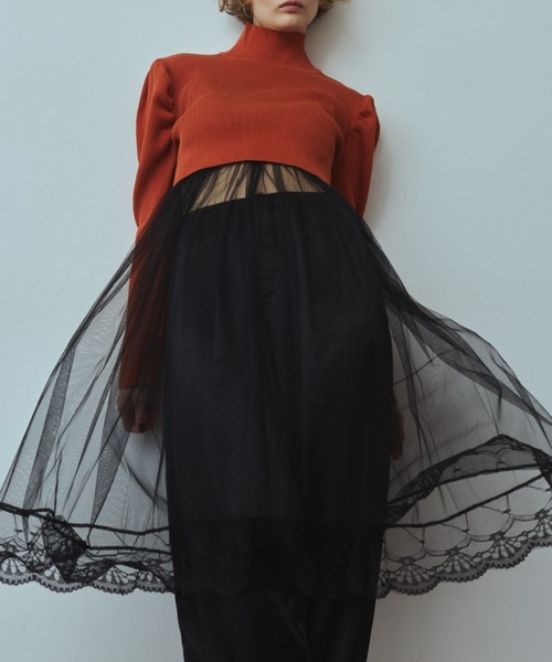 RiC(リック)の「SHEER LAYERED SKIRT(スカート・レディース・ブラック/ホワイト・FREE)」の1枚目の写真
