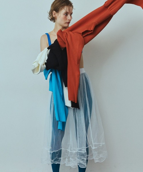 RiC(リック)の「SHEER LAYERED SKIRT(スカート・レディース・ブラック/ホワイト・FREE)」の8枚目の写真