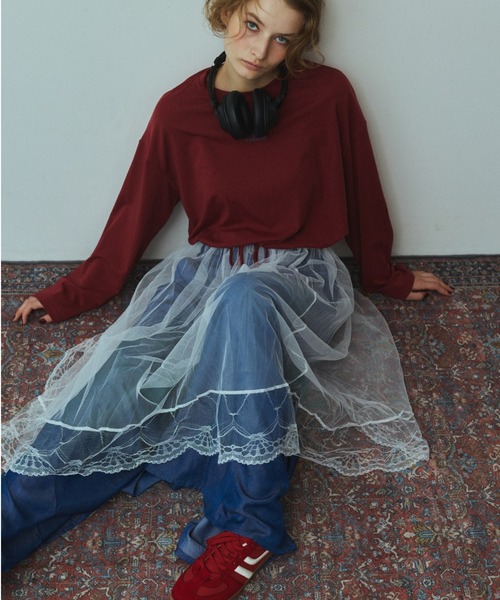 RiC(リック)の「SHEER LAYERED SKIRT(スカート・レディース・ブラック/ホワイト・FREE)」の3枚目の写真