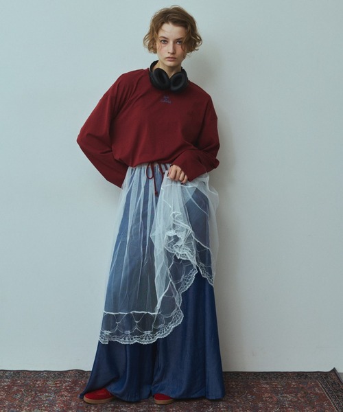 RiC(リック)の「SHEER LAYERED SKIRT(スカート・レディース・ブラック/ホワイト・FREE)」の4枚目の写真