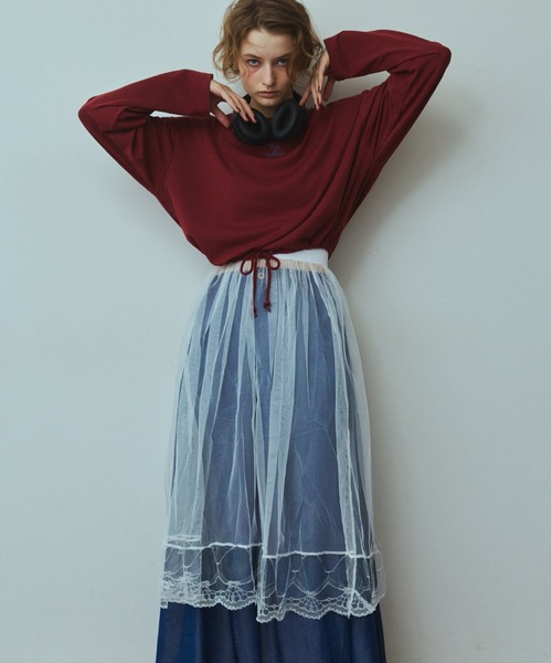 RiC(リック)の「SHEER LAYERED SKIRT(スカート・レディース・ブラック/ホワイト・FREE)」の5枚目の写真