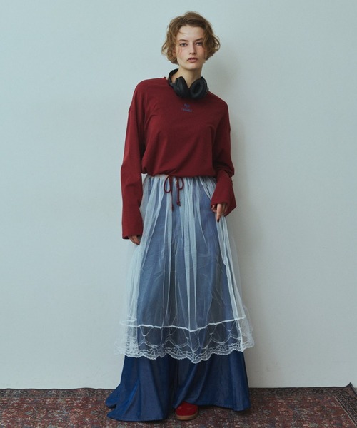 RiC(リック)の「SHEER LAYERED SKIRT(スカート・レディース・ブラック/ホワイト・FREE)」の6枚目の写真
