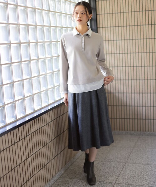 J.PRESS Ladies(J.プレス レディス)の「【シーンレスに活躍】ウールスムース フレア スカート(スカート・レディース・ベージュ系/ネイビー系/ピーコックグリーン系/ライトグレー系・XXS/XS/S)」の5枚目の写真