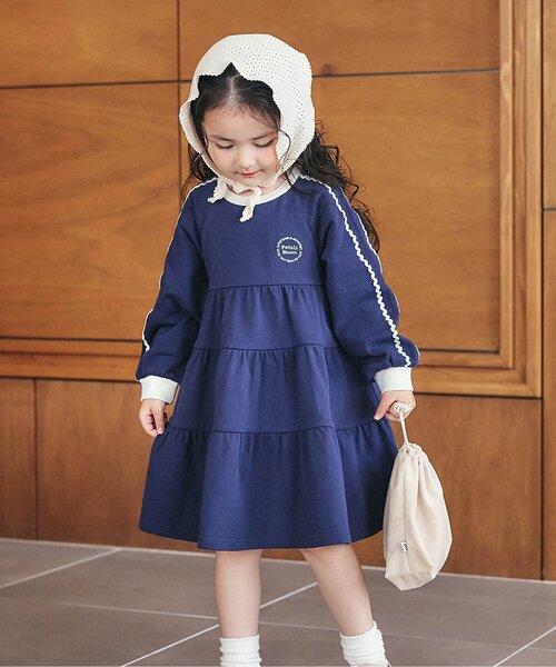 ワンピース Bonjour diary 4y navy WEB限定】なみなみラインティアードワンピース（ワンピース）｜apres