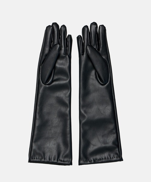 LE CIEL BLEU(ルシェルブルー)の「フェイクレザーグローブ / Faux Leather Gloves(手袋・レディース・ベージュ/ブラック・FREE)」の4枚目の写真
