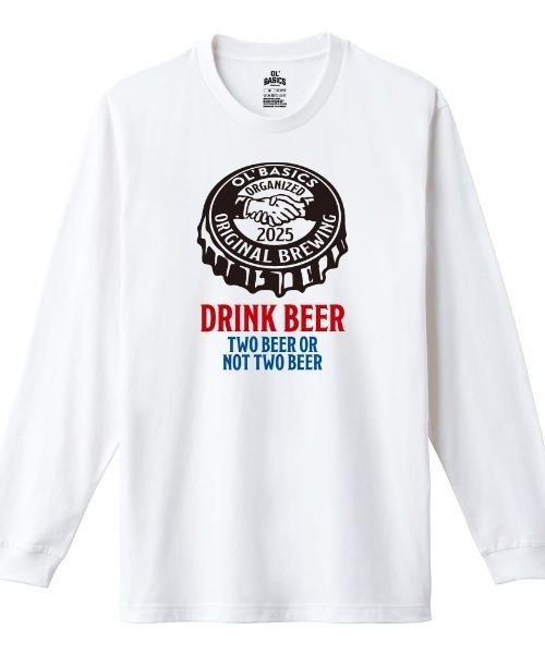 Ol' Basics(オールベーシックス)の「Ol' Basics(オール・ベーシックス) 長袖Tシャツ ボトルトップ ロゴ イラスト プリント 袖リブ ロンT トップス レディース ユニセックス(Tシャツ/カットソー・レディース・ホワイト/キャメル/スミクロ/ヘザーグレー・XS/S)」の2枚目の写真