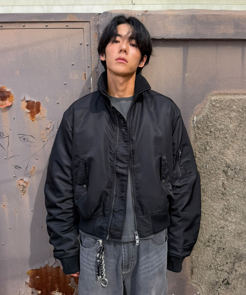 SUPERSUB(スーパーサブ)の「ハイネッククロップMA-1ボンバージャケット-ブラック(ブルゾン・メンズ・その他・MEDIUM/LARGE)」の8枚目の写真