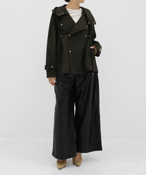 VACHEMENT(ヴァシュモン)の「【VACHEMENT/ヴァシュモン】別注 Recycle Shell Taffeta Short Trench Coat/ショートトレンチコート(トレンチコート・レディース・ベージュ/ブラック/ブラウン・FREE)」の7枚目の写真
