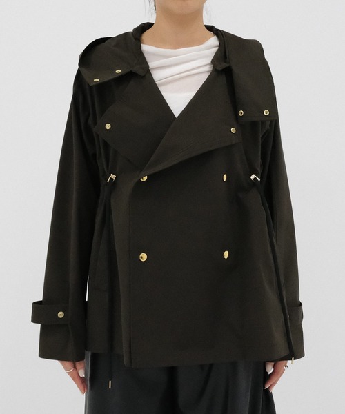 VACHEMENT(ヴァシュモン)の「【VACHEMENT/ヴァシュモン】別注 Recycle Shell Taffeta Short Trench Coat/ショートトレンチコート(トレンチコート・レディース・ベージュ/ブラック/ブラウン・FREE)」の8枚目の写真