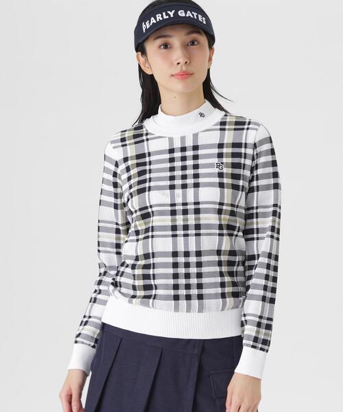 PEARLY GATES(パーリーゲイツ)の「14Gメッシュクルーネックニットプルオーバー <チェック柄> (WOMENS)(ニット/セーター・レディース・ホワイト系その他・LARGE/SMALL/MEDIUM)」の2枚目の写真