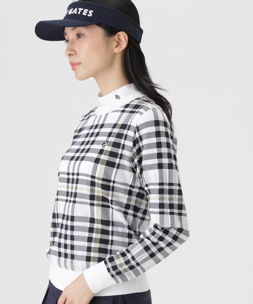 PEARLY GATES(パーリーゲイツ)の「14Gメッシュクルーネックニットプルオーバー <チェック柄> (WOMENS)(ニット/セーター・レディース・ホワイト系その他・LARGE/SMALL/MEDIUM)」の3枚目の写真