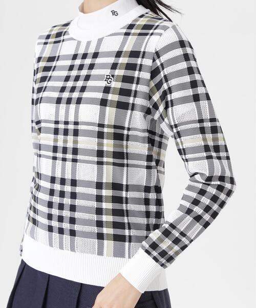 PEARLY GATES(パーリーゲイツ)の「14Gメッシュクルーネックニットプルオーバー <チェック柄> (WOMENS)(ニット/セーター・レディース・ホワイト系その他・LARGE/SMALL/MEDIUM)」の9枚目の写真