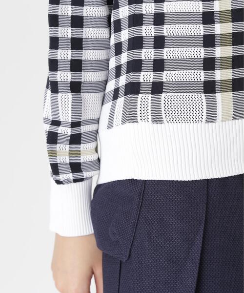 PEARLY GATES(パーリーゲイツ)の「14Gメッシュクルーネックニットプルオーバー <チェック柄> (WOMENS)(ニット/セーター・レディース・ホワイト系その他・LARGE/SMALL/MEDIUM)」の10枚目の写真