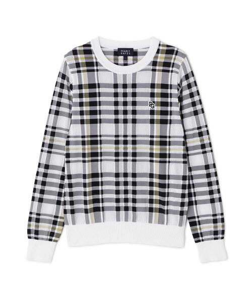 PEARLY GATES(パーリーゲイツ)の「14Gメッシュクルーネックニットプルオーバー <チェック柄> (WOMENS)(ニット/セーター・レディース・ホワイト系その他・LARGE/SMALL/MEDIUM)」の12枚目の写真