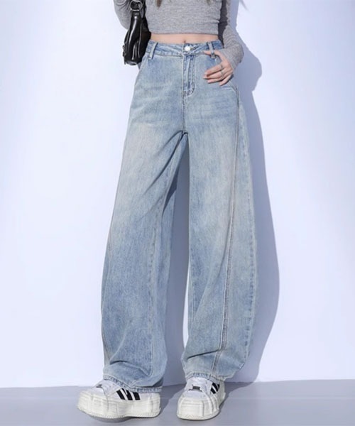 center i(センターアイ)の「ワイドルーズデニムパンツ(デニムパンツ・レディース・ブルー・M/S)」の1枚目の写真