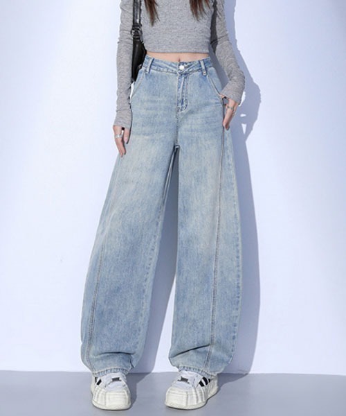 center i(センターアイ)の「ワイドルーズデニムパンツ(デニムパンツ・レディース・ブルー・M/S)」の2枚目の写真