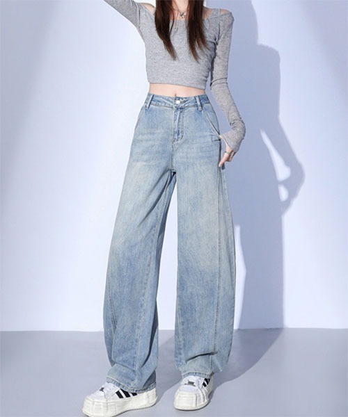 center i(センターアイ)の「ワイドルーズデニムパンツ(デニムパンツ・レディース・ブルー・M/S)」の3枚目の写真