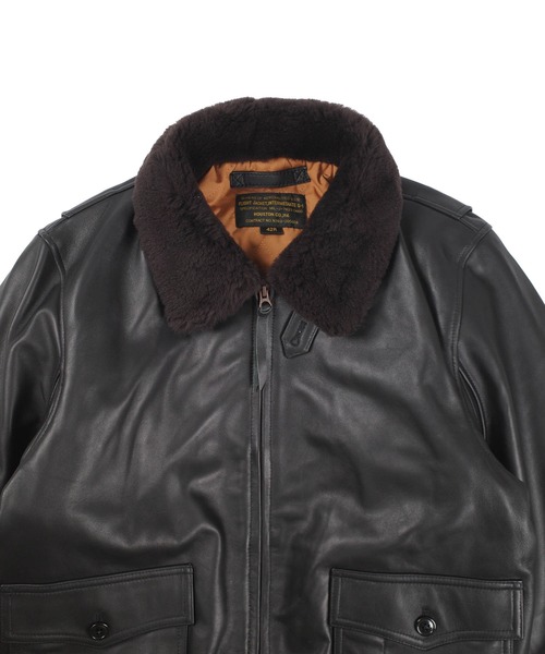 HOUSTON（ヒューストン）の「【UT215】【HOUSTON/ヒューストン】G-1 LEATHER JACKET 8172（ミリタリージャケット・メンズ・ブラック・40/42）」の3枚目の写真