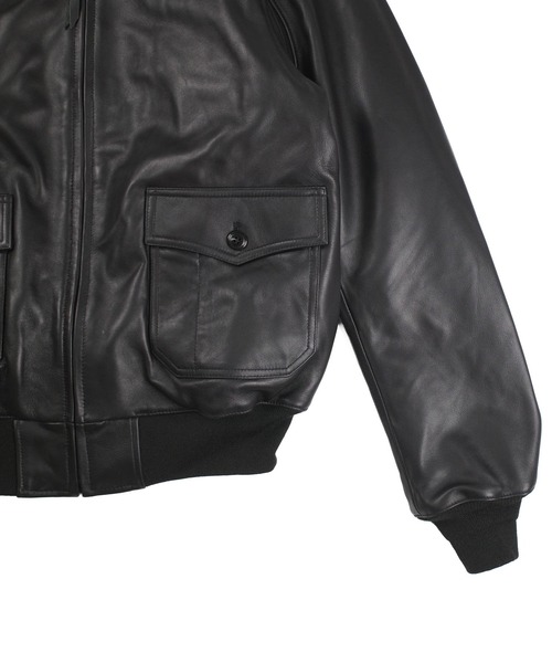 HOUSTON（ヒューストン）の「【UT215】【HOUSTON/ヒューストン】G-1 LEATHER JACKET 8172（ミリタリージャケット・メンズ・ブラック・40/42）」の7枚目の写真