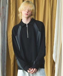 MAISON SPECIAL（メゾンスペシャル）の「《UNISEX》異素材ドッキングプライムオーバー襟付きハーフジップスウェット Mixed Materials Docking Prime-Over Half-zip Collared Sweatshirt【MAISON SPECIAL メゾンスペシャル】（スウェット）」