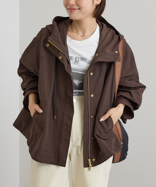 U by SPICK&SPAN(ユーバイスピックアンドスパン)の「《追加2》C/N グログラン撥水フレアブルゾン(マウンテンパーカー・レディース・ブラウン/ベージュ/ブラック・38/36)」の2枚目の写真