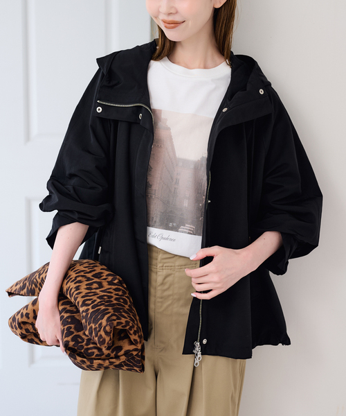 U by SPICK&SPAN(ユーバイスピックアンドスパン)の「《追加2》C/N グログラン撥水フレアブルゾン(マウンテンパーカー・レディース・ブラウン/ベージュ/ブラック・38/36)」の1枚目の写真