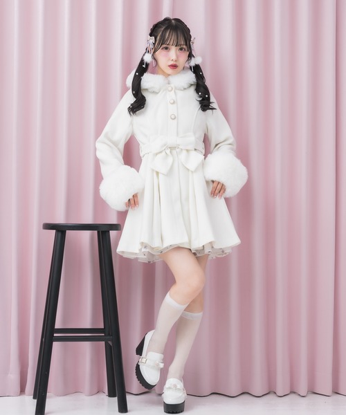 ROJITA（ロジータ）の「【サイズ展開あり】ベルトリボンコート（その他アウター・レディース・ホワイト/ピンク/ブルー/ブラック・MEDIUM/SMALL）」の6枚目の写真