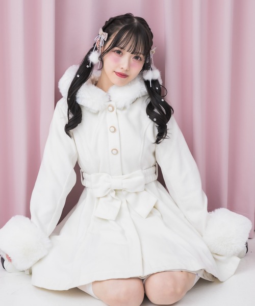 ROJITA（ロジータ）の「【サイズ展開あり】ベルトリボンコート（その他アウター・レディース・ホワイト/ピンク/ブルー/ブラック・MEDIUM/SMALL）」の5枚目の写真