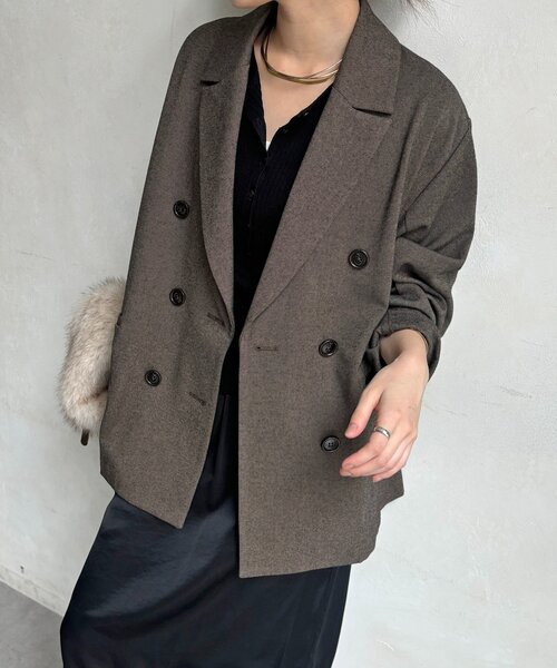DouDou（ドゥドゥ）の「ソフトフランネルジャケット（テーラードジャケット・レディース・グレー系その他2/ブラウン系その他2/ブラウン・FREE）」の11枚目の写真
