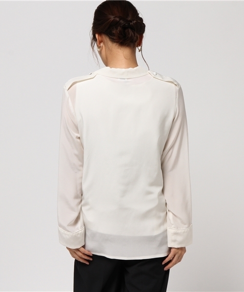 IENA - FIGARO Paris シルクテーラーカラー クルミボタン ブラウス IENA - FIGARO Paris シルクテーラーカラー クルミボタン