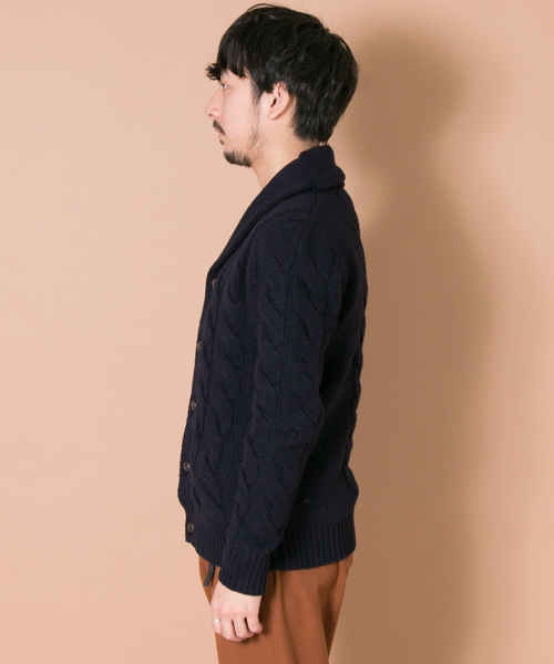 URBAN RESEARCH(アーバンリサーチ)の「UR 3Gショールカーディガン(カーディガン/ボレロ・メンズ・ネイビー/オフホワイト・LARGE/MEDIUM)」の4枚目の写真