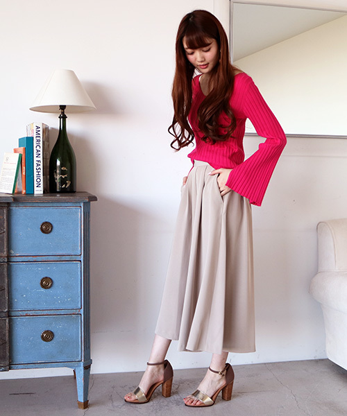 N.（N. Natural Beauty Basic）（エヌエヌナチュラルビューティーベーシック）の「ハイウエストタックガウチョパンツ（その他パンツ・レディース・ホワイト/ピンク/ベージュ/ネイビー・MEDIUM）」の8枚目の写真