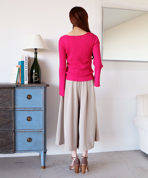 N.（N. Natural Beauty Basic）（エヌエヌナチュラルビューティーベーシック）の「ハイウエストタックガウチョパンツ（その他パンツ・レディース・ホワイト/ピンク/ベージュ/ネイビー・MEDIUM）」の9枚目の写真