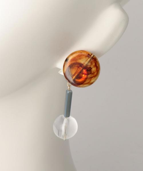 Another Edition（アナザーエディション）の「マーブルイヤリング ◆（イヤリング・レディース・ブラウン/ライム・FREE）」の4枚目の写真