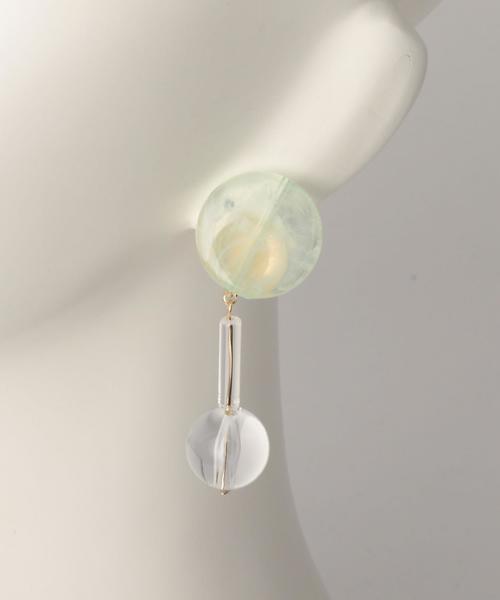 Another Edition（アナザーエディション）の「マーブルイヤリング ◆（イヤリング・レディース・ブラウン/ライム・FREE）」の5枚目の写真