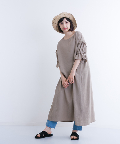 MERLOT（メルロー）の「ティアードフリルパフ袖ビッグシルエットワンピース7043（ワンピース・レディース・モカ/ブラック/ホワイト/レッド・FREE）」の21枚目の写真