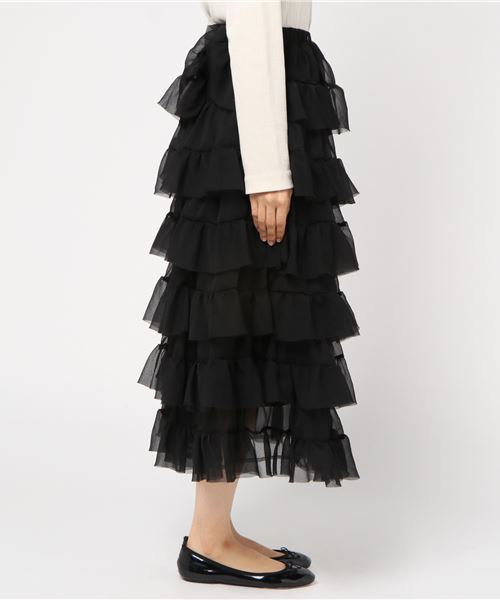 onespo（ワンスポ）の「楊柳シフォンティアード（スカート・レディース・ブラック/ピンク・M）」の3枚目の写真