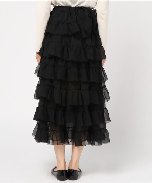 onespo（ワンスポ）の「楊柳シフォンティアード（スカート・レディース・ブラック/ピンク・M）」の4枚目の写真