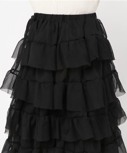 onespo（ワンスポ）の「楊柳シフォンティアード（スカート・レディース・ブラック/ピンク・M）」の5枚目の写真