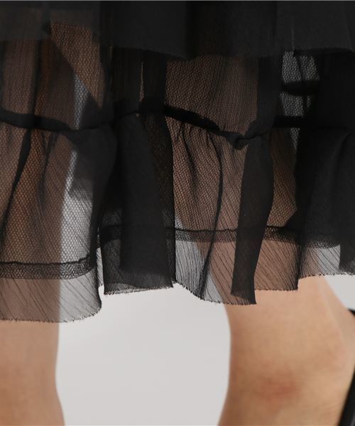 onespo（ワンスポ）の「楊柳シフォンティアード（スカート・レディース・ブラック/ピンク・M）」の6枚目の写真