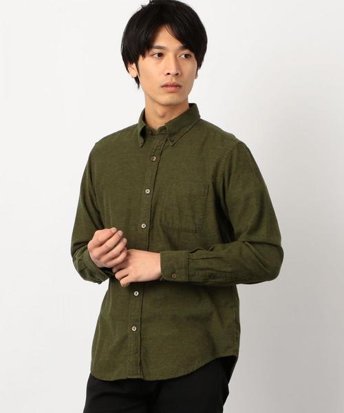 green label relaxing(グリーンレーベルリラクシング)の「SC 30/- ビエラ ボタンダウンシャツ ◆(シャツ/ブラウス・メンズ・ネイビー/ライトブルー/ホワイト/オリーブ・X-LARGE/SMALL/MEDIUM/XX-LARGE/LARGE/X-SMALL)」の2枚目の写真