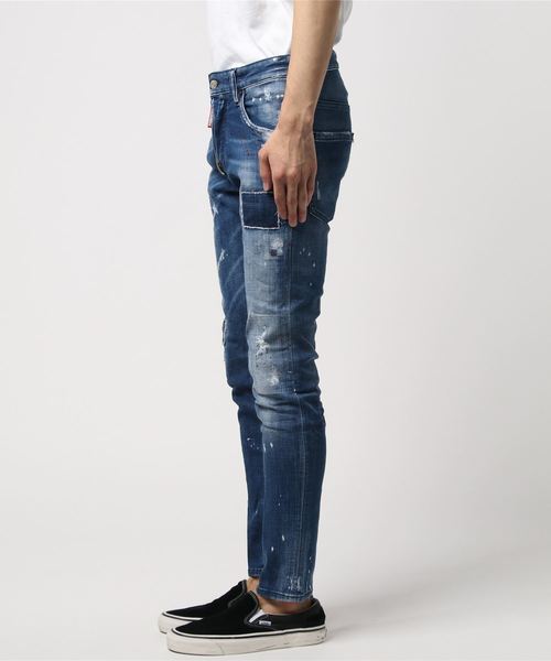 DSQUARED2（ディースクエアード）の「Pants 5 Pockts /Skater jean /Square patch light wash /0182（デニムパンツ・メンズ・ネイビー・44/46/48/42）」の2枚目の写真