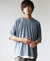 【MinoriTY】ルーズドルマンスリーブ長袖&半袖Tシャツ とろみ素材 無地 メンズ 夏服 オーバーサイズ カットソー カラーTシャツ